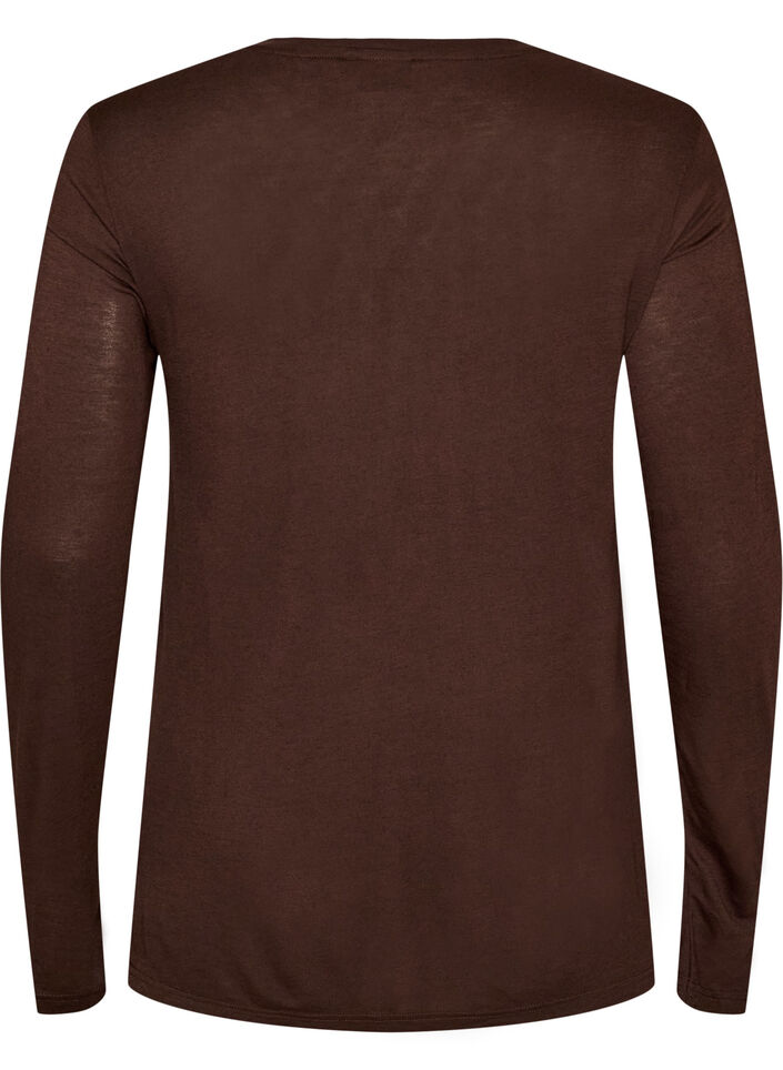 Lang&auml;rmelige Bluse aus Wolle und Viskose, Braun, Packshot image number 1