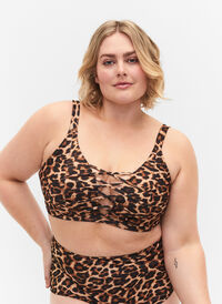 Bikini-BH mit Leopardenmuster und String-Detail, Autentic Leopard, Model