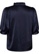 Bluse in Satin-Optik mit 1/2-&Auml;rmeln und R&uuml;schenkragen, Blau, Packshot image number 1