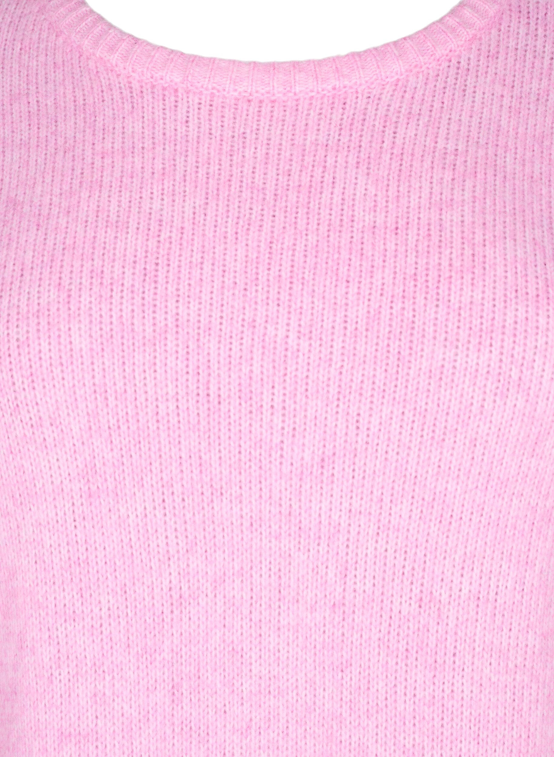 ZizziLang&auml;rmliger Strickpullover mit Wollanteil und Rundhalsausschnitt, Begonia Pink Mel., Packshot image number 2