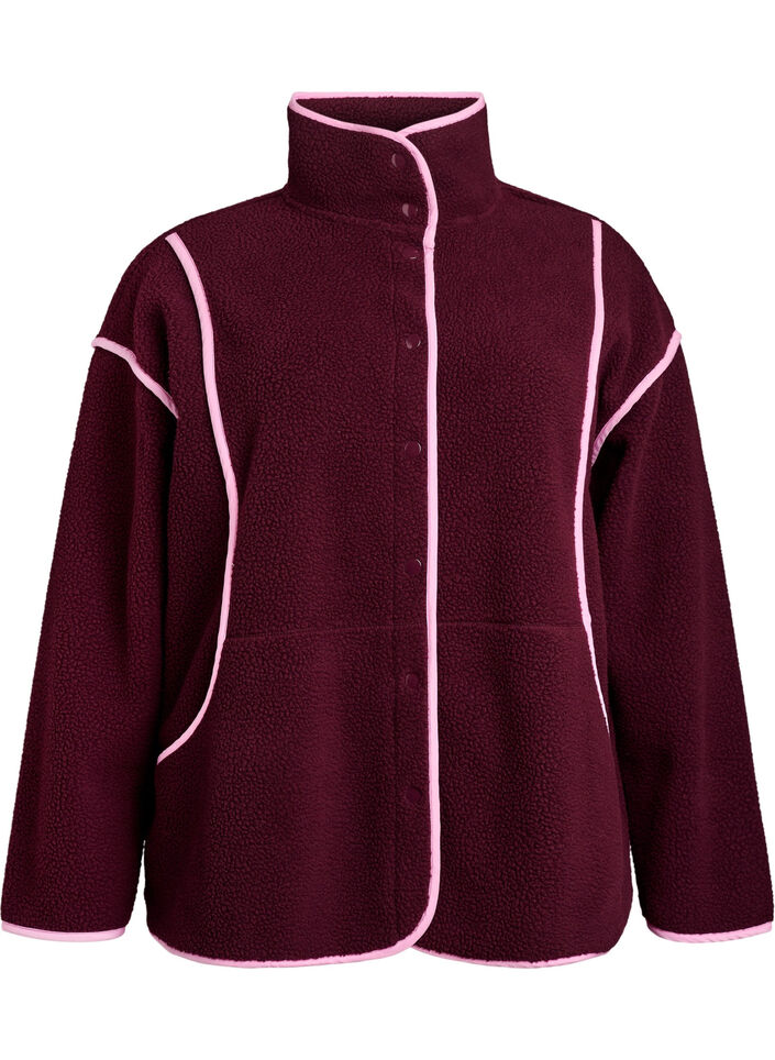 Teddy-Jacke mit Kontrastdetails, Rot, Packshot image number 0