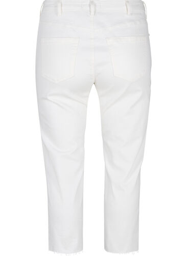 7/8-Jeans mit Fransensaum und hoher Taille, White, Packshot image number 1