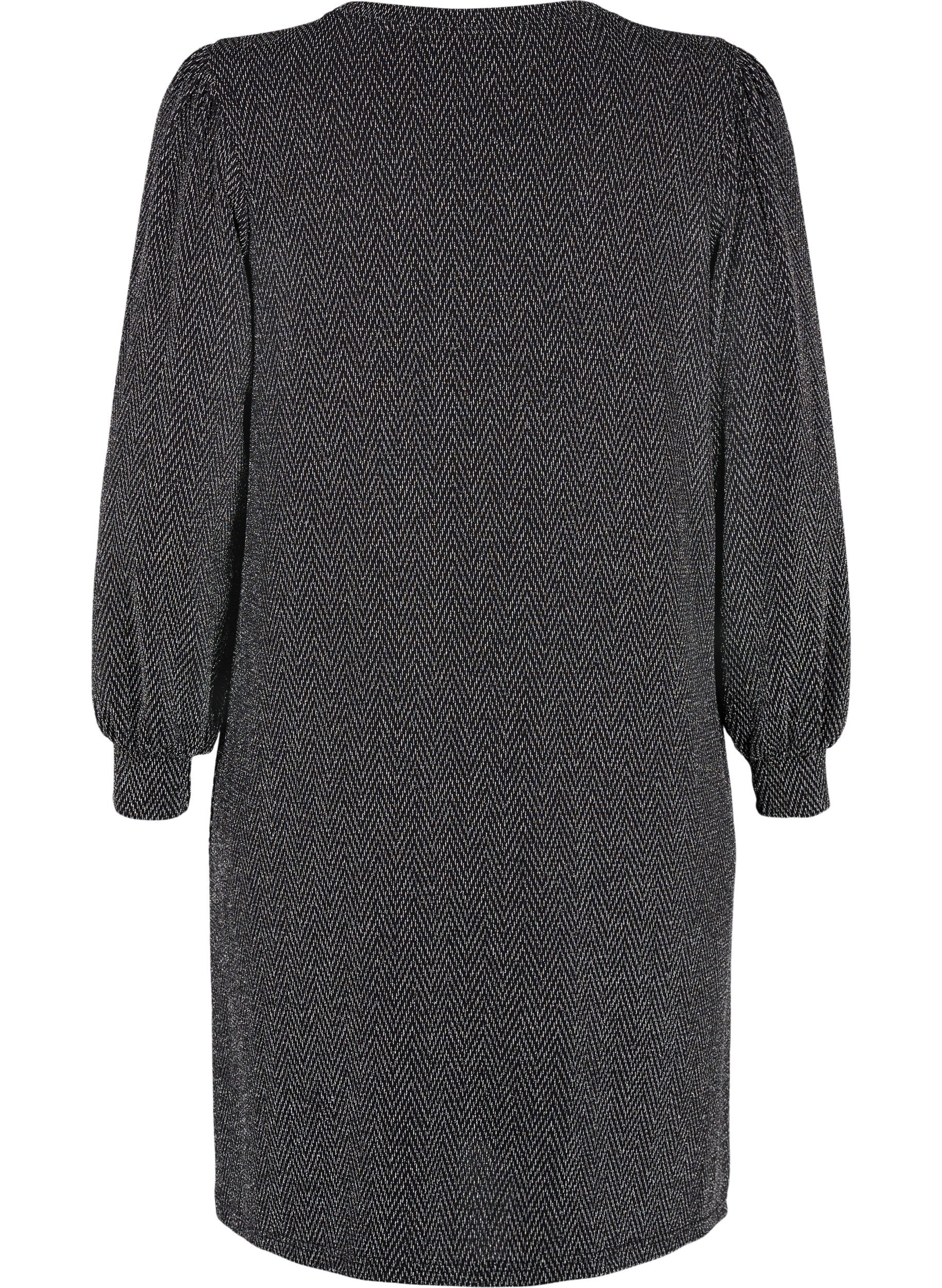 ZizziKleid mit Zickzackmuster und Glitzer, Silver ZigZagShimmer, Packshot image number 1