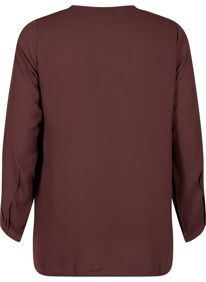 Unifarbenes Hemd mit V-Ausschnitt, Fudge, Packshot image number 1