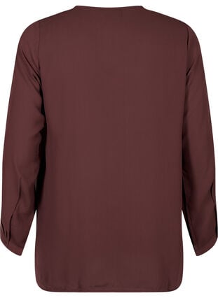 Unifarbenes Hemd mit V-Ausschnitt, Fudge, Packshot image number 1