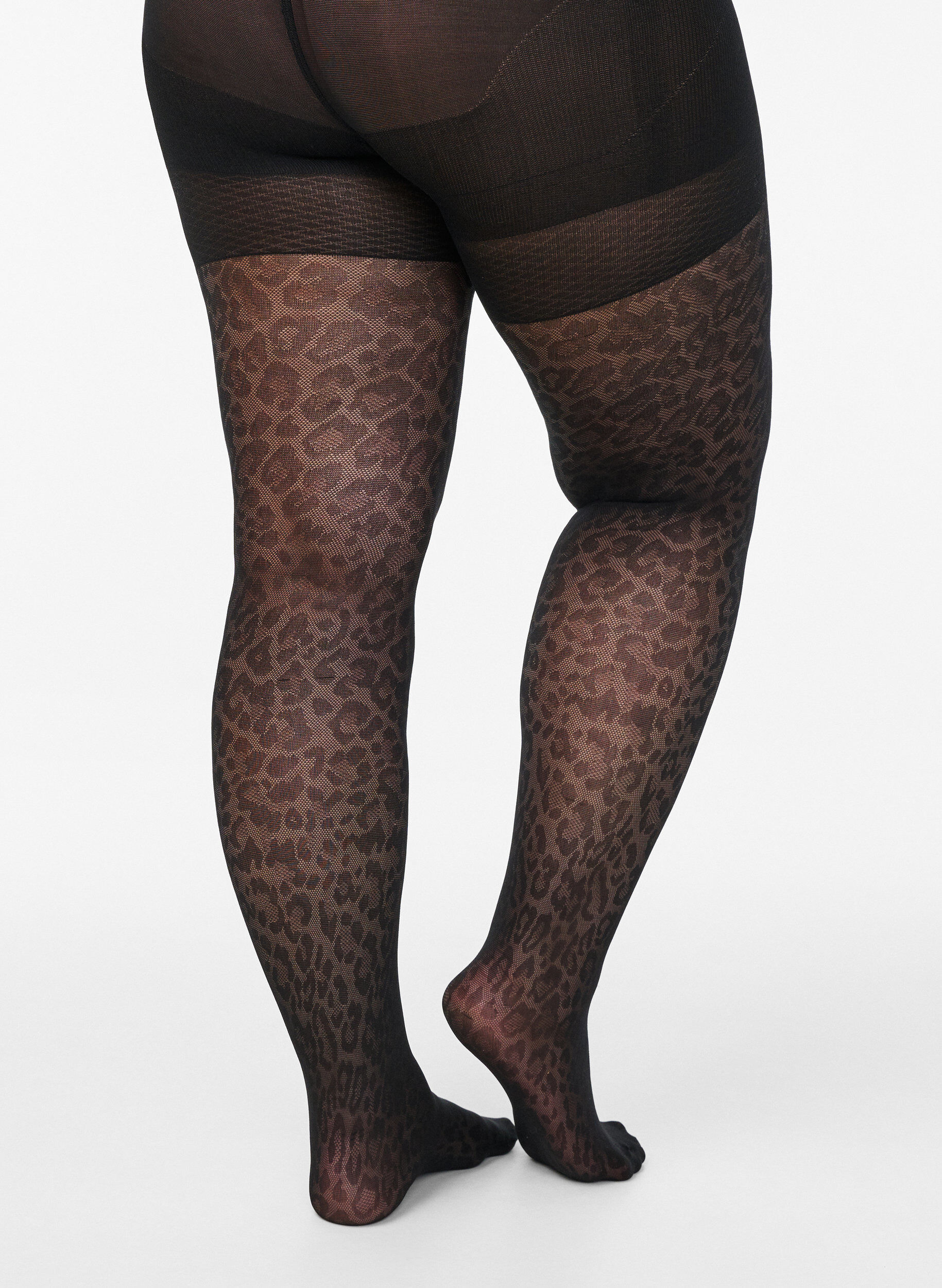 Zizzi50 Denier Strumpfhose mit Leopardenmuster und Push-up, Schwarz, Packshot image number 1
