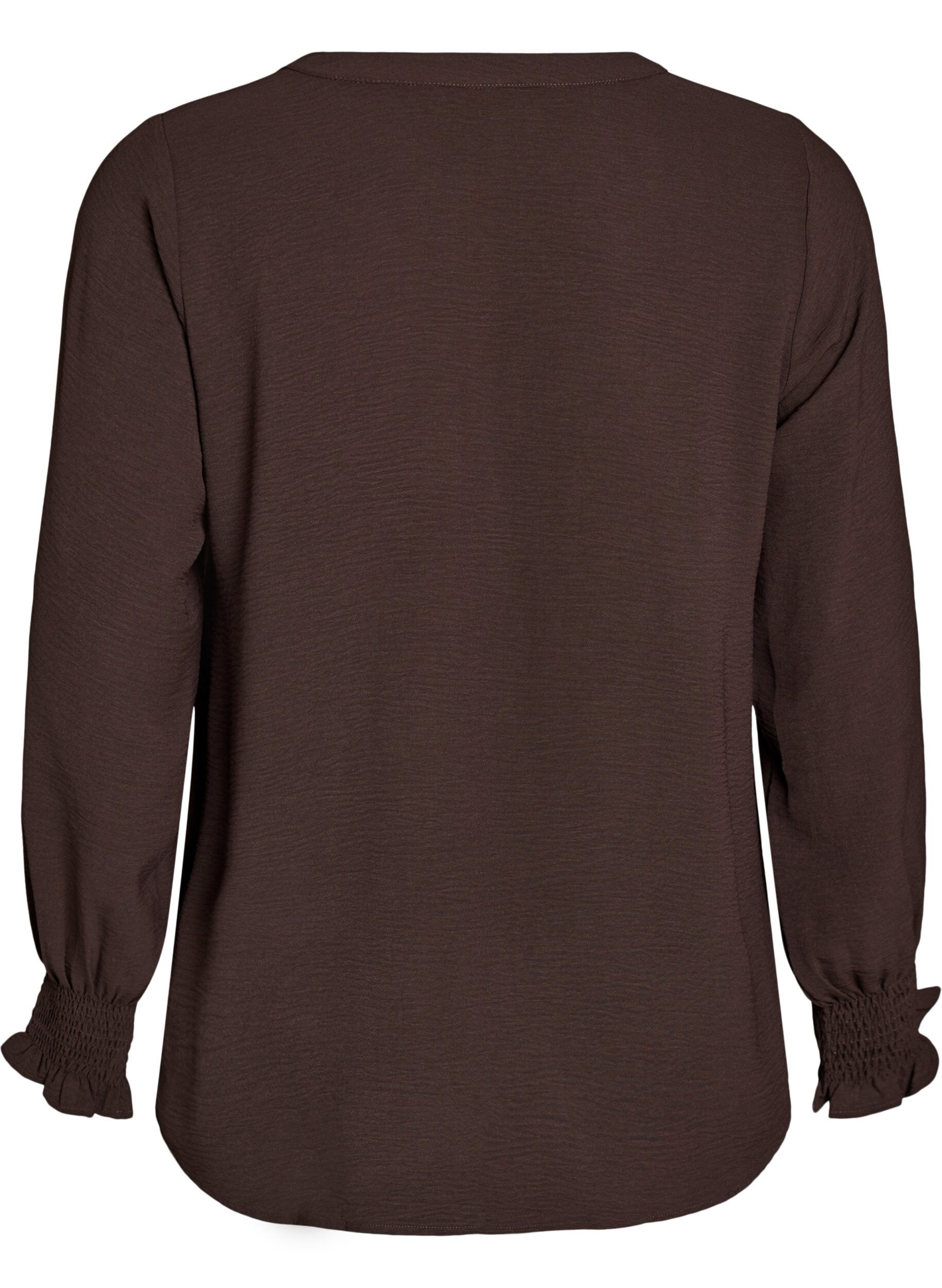 ZizziBluse mit Smockb&uuml;ndchen und V-Ausschnitt, Braun, Packshot image number 1