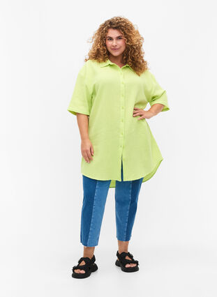 Hemd aus Baumwolle mit halblangen Ärmeln, Wild Lime, Model image number 2