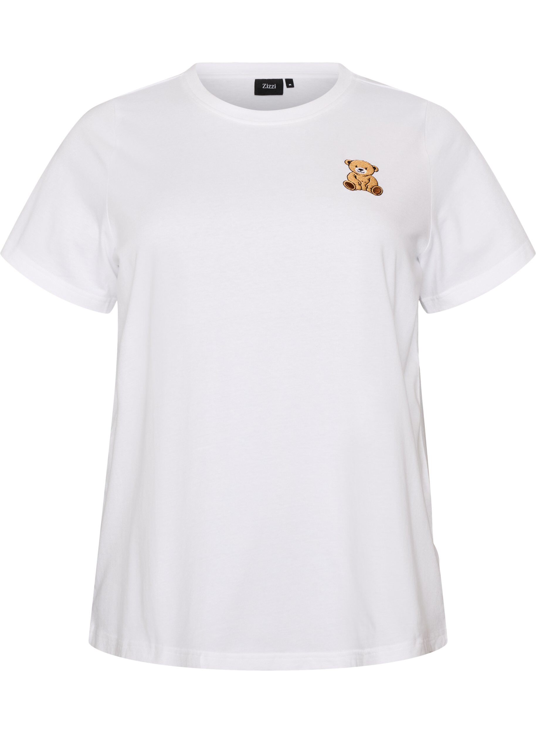 ZizziT-Shirt aus Bio-Baumwolle mit Teddyb&auml;r-Motiv, Wei&szlig;, Packshot image number 0