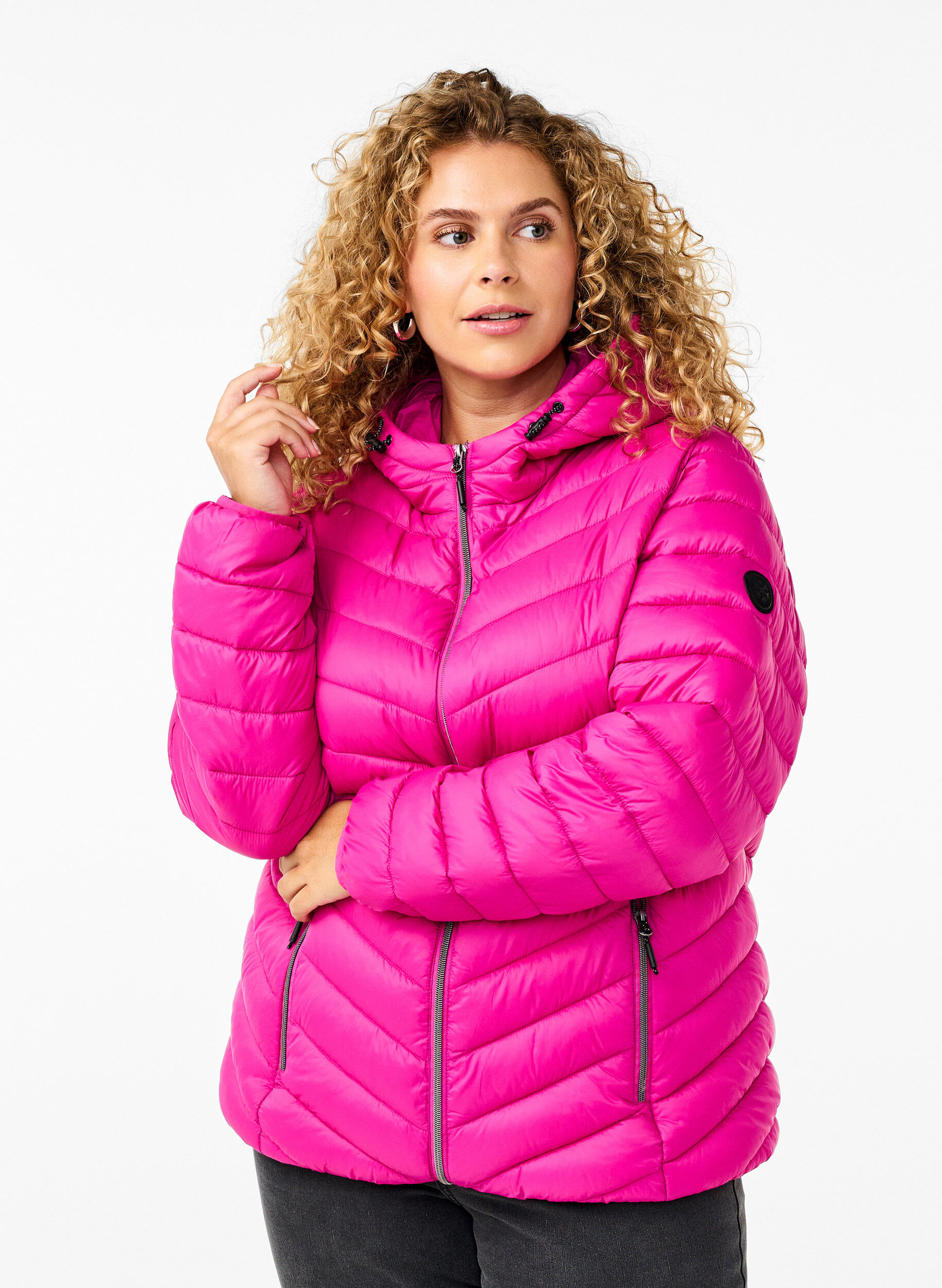Leichte Jacke mit Kapuze, Pink, Model