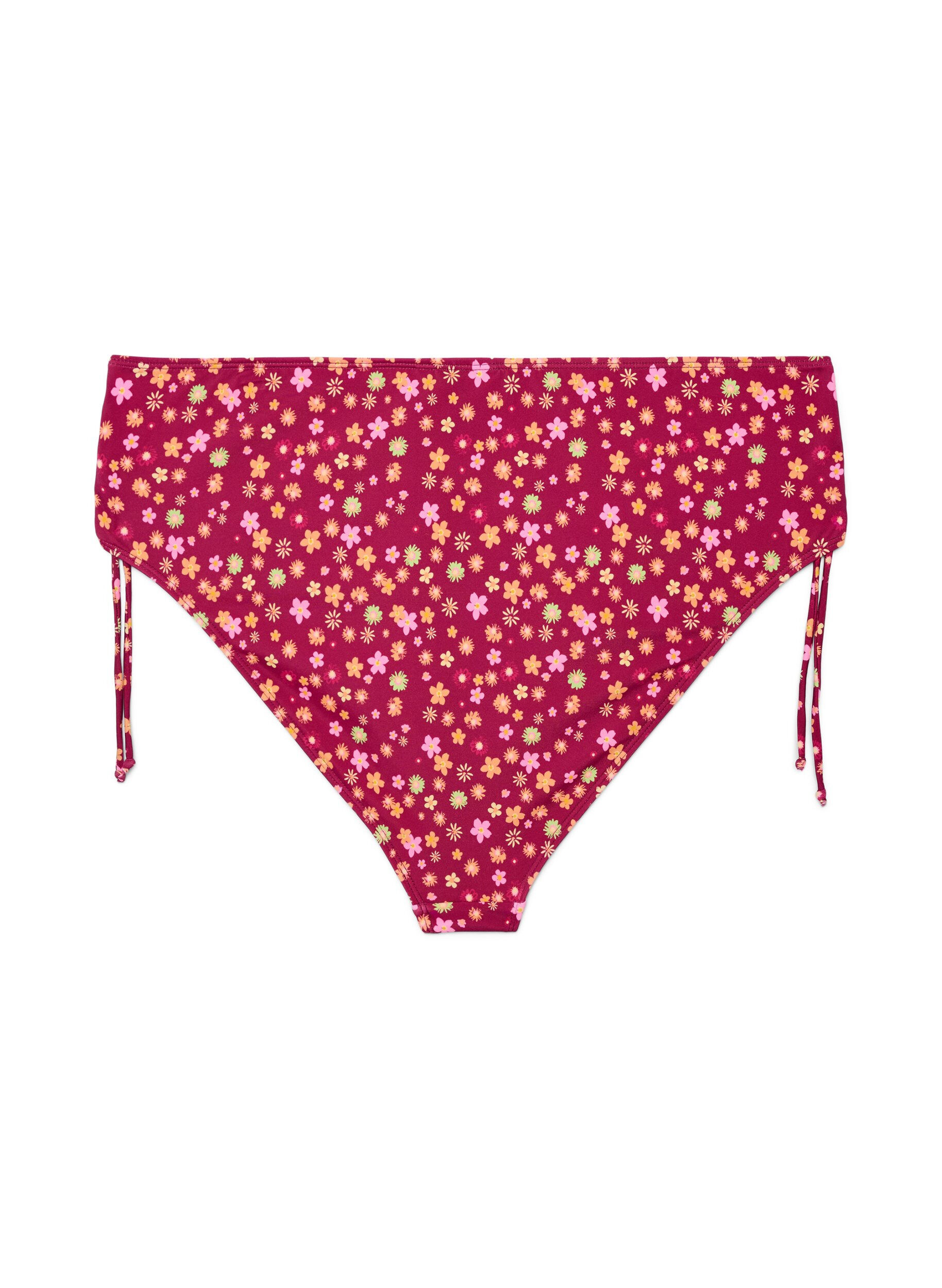 ZizziGebl&uuml;mter Tai-Bikini-Slip zum Binden, Rot, Packshot image number 1