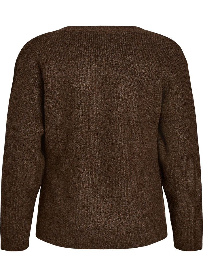 Strickjacke mit asymmetrischem Verschluss, Braun, Packshot image number 1