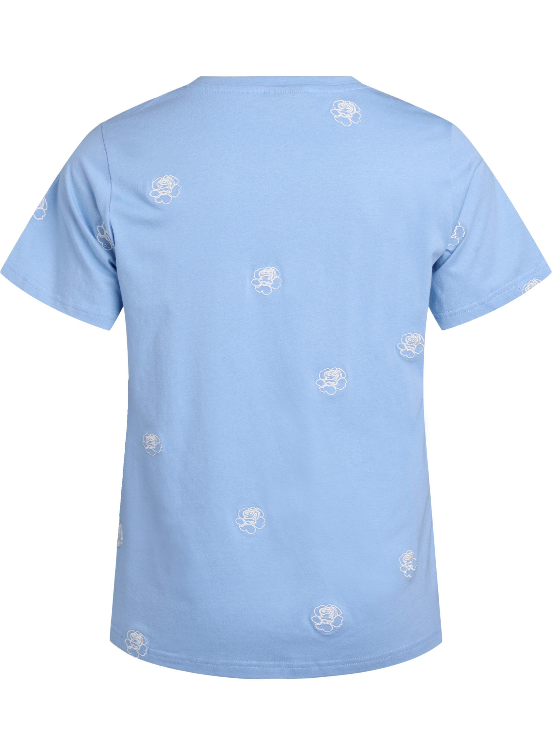 ZizziT-Shirt aus Bio-Baumwolle mit aufgestickten Motiven, Blau, Packshot image number 1