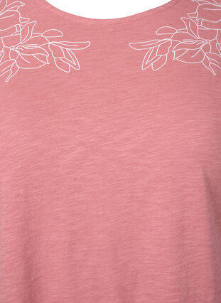 T-Shirt aus Baumwolle mit Blattprint, Old Rose W. Leaf, Packshot image number 2