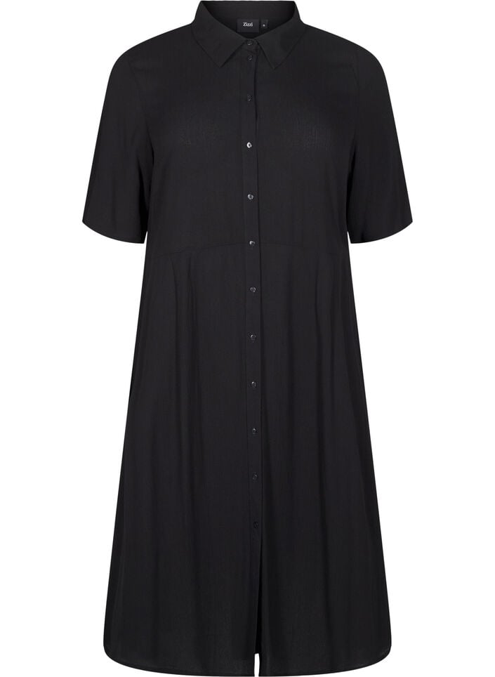 Midikleid mit kurzen &Auml;rmeln, Schwarz, Packshot image number 0