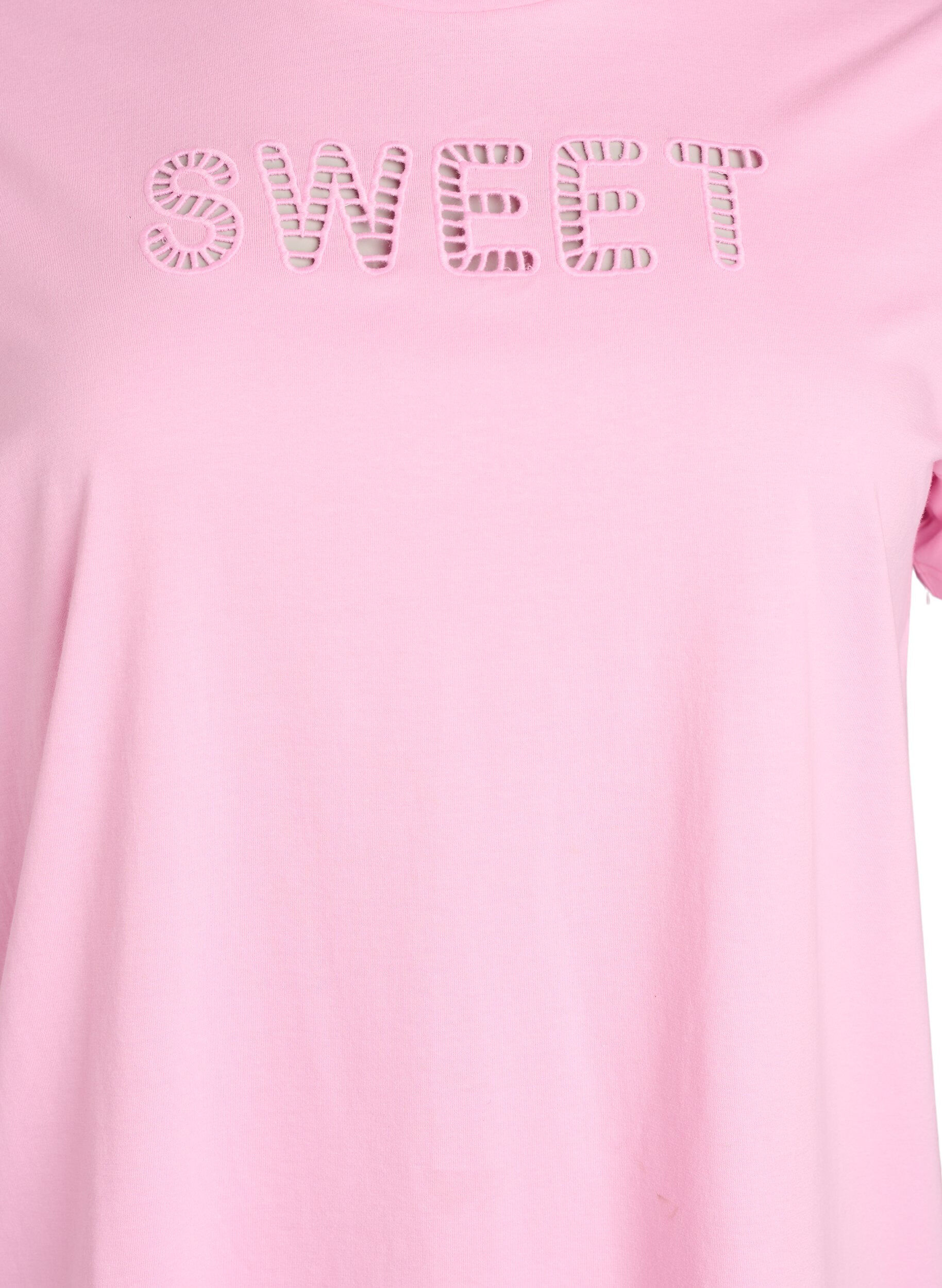 ZizziT-shirt aus Baumwolle mit aufgesticktem Text, Wei&szlig;, Packshot image number 2