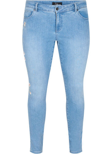Extra Slim Sanna Jeans mit Stickerei, Light blue, Packshot image number 0