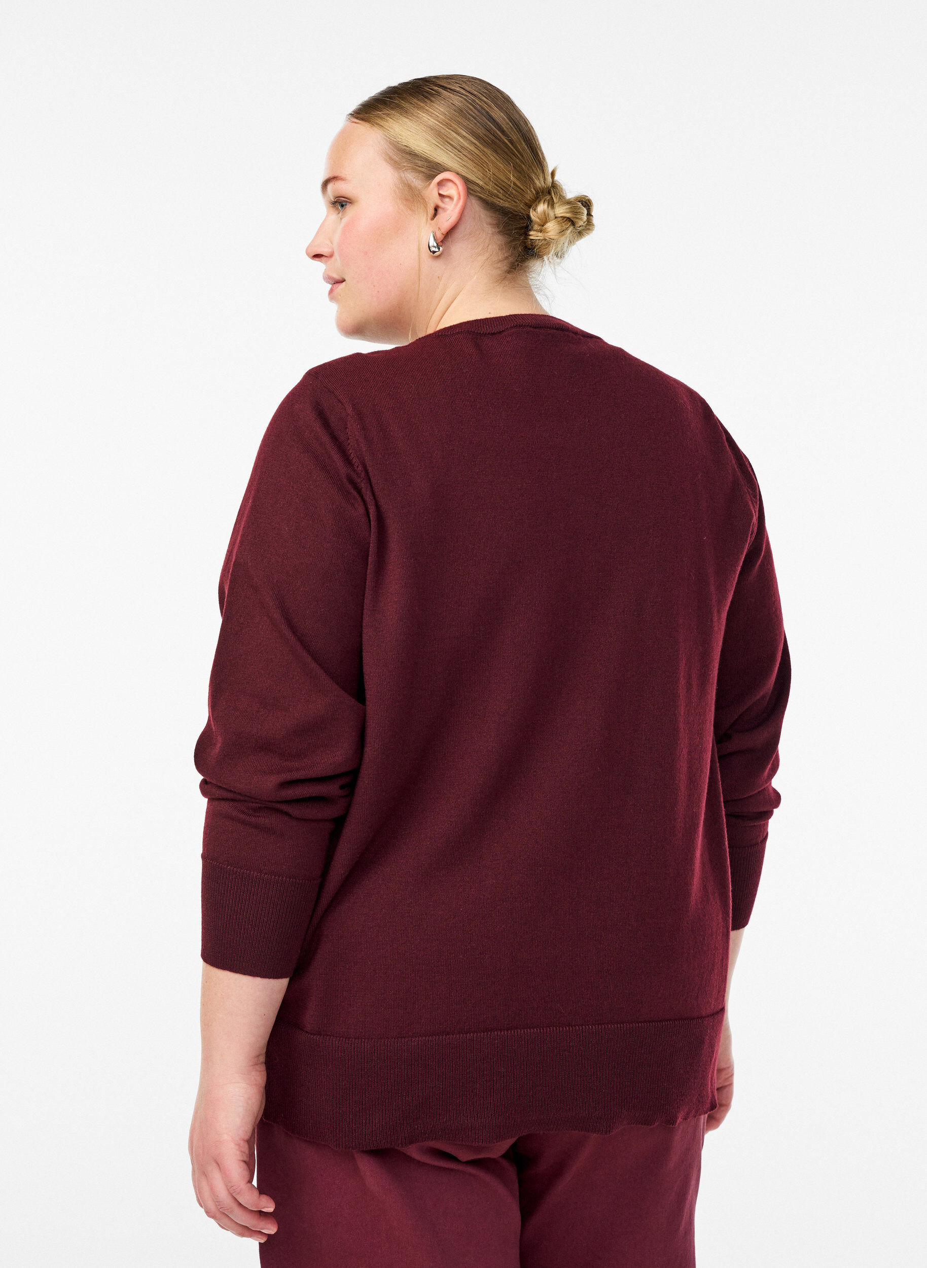 ZizziFeinstrick-Strickjacke mit Rundhalsausschnitt, Rot, Model image number 2