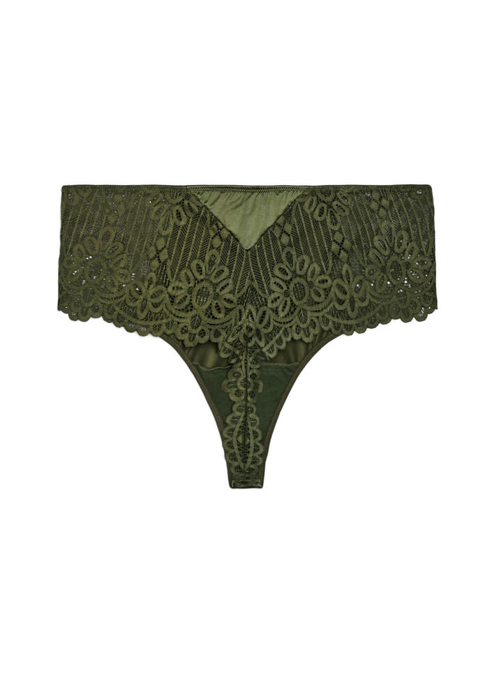 Hipster-String mit Spitze und Mikrofaser, Gr&uuml;n, Packshot image number 1