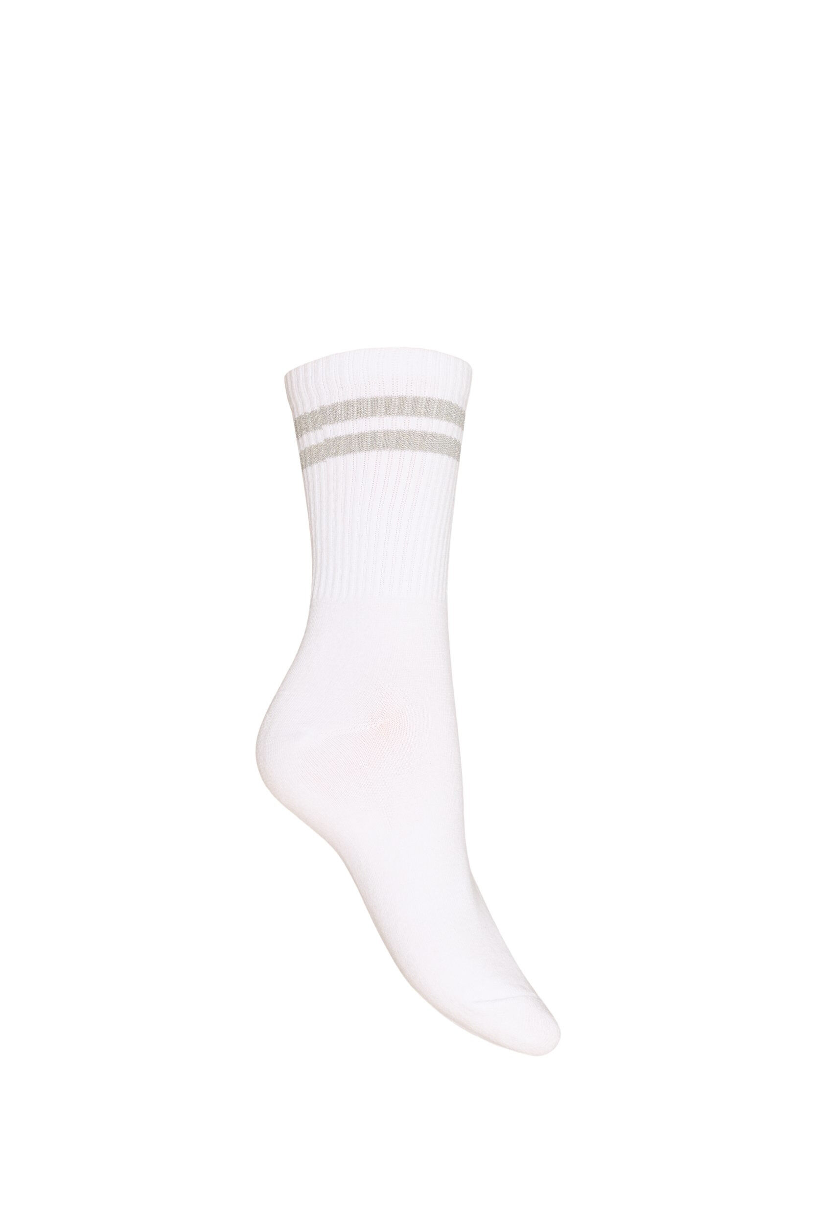 ZizziGestreifte Socken aus Baumwolle, Wei&szlig;, Packshot image number 1