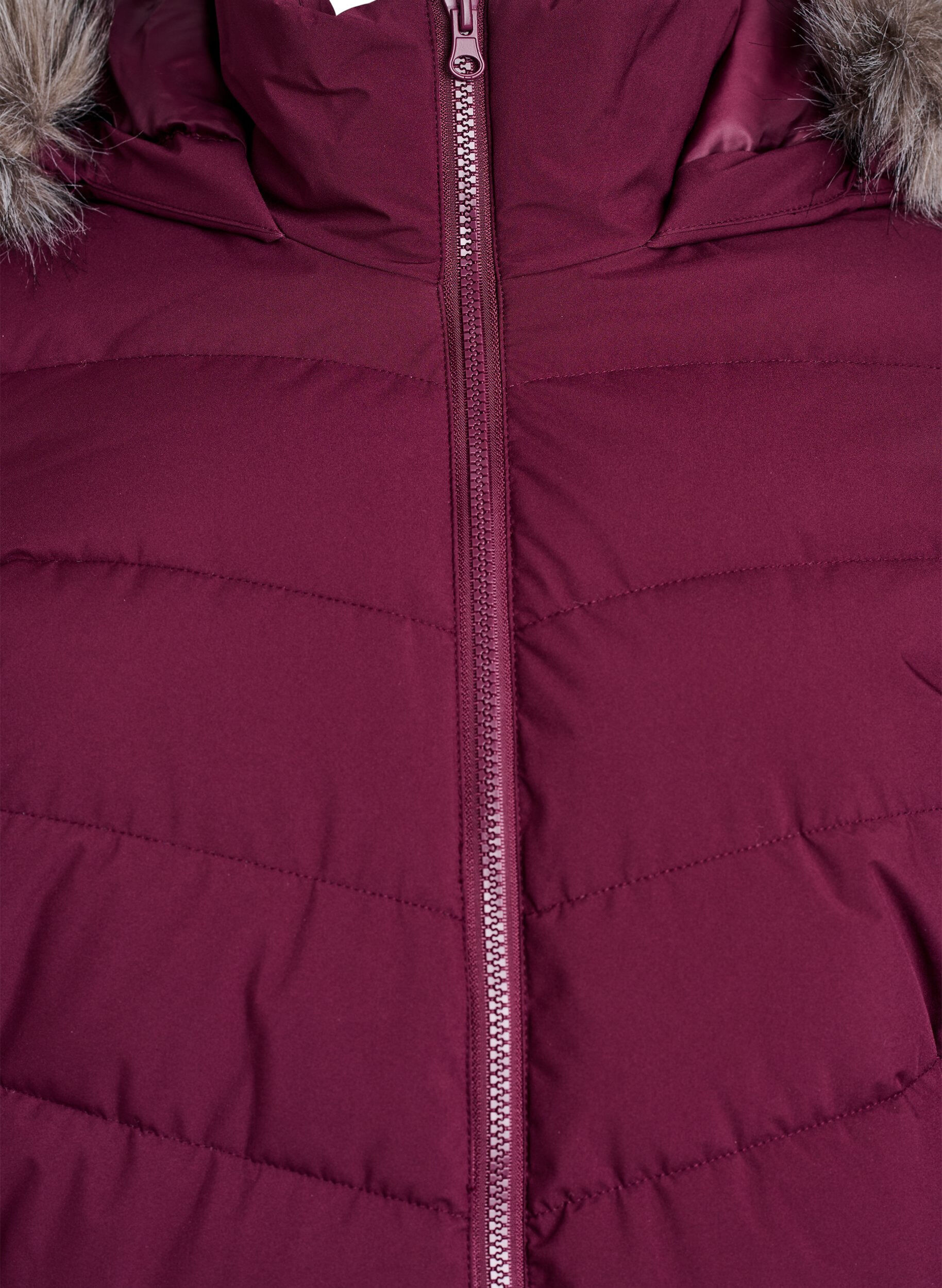 ZizziKurze Steppjacke mit Kapuze, Dunkles Bordeaux, Packshot image number 2