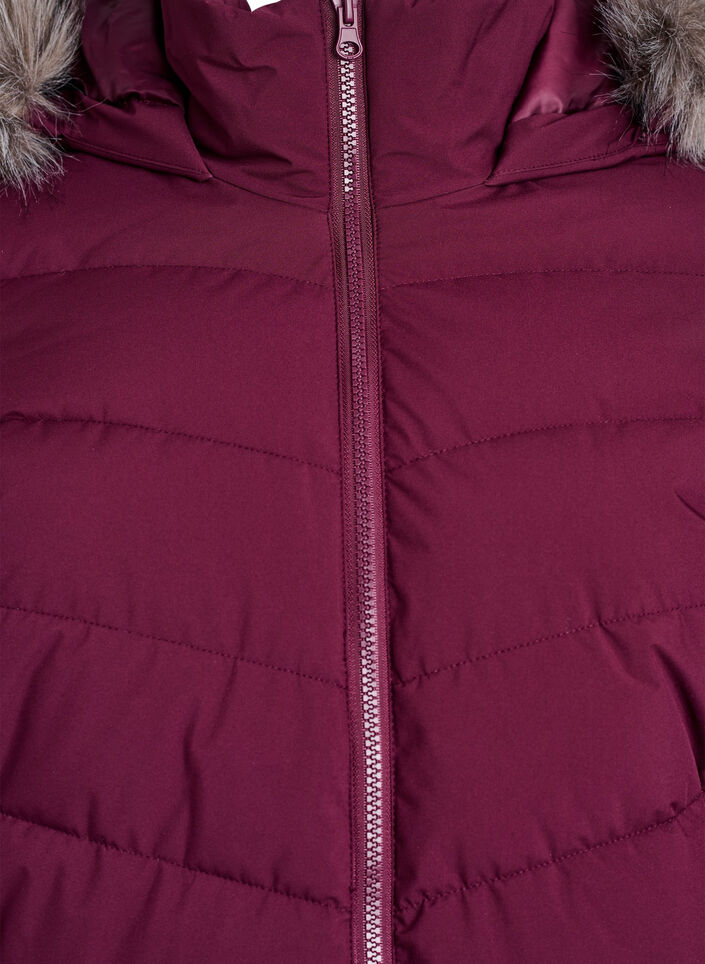 Kurze Steppjacke mit Kapuze, Dunkles Bordeaux, Packshot image number 2