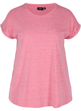 Meliertes T-Shirt aus Baumwolle, Fuchsia Purple Mel. , Packshot image number 0