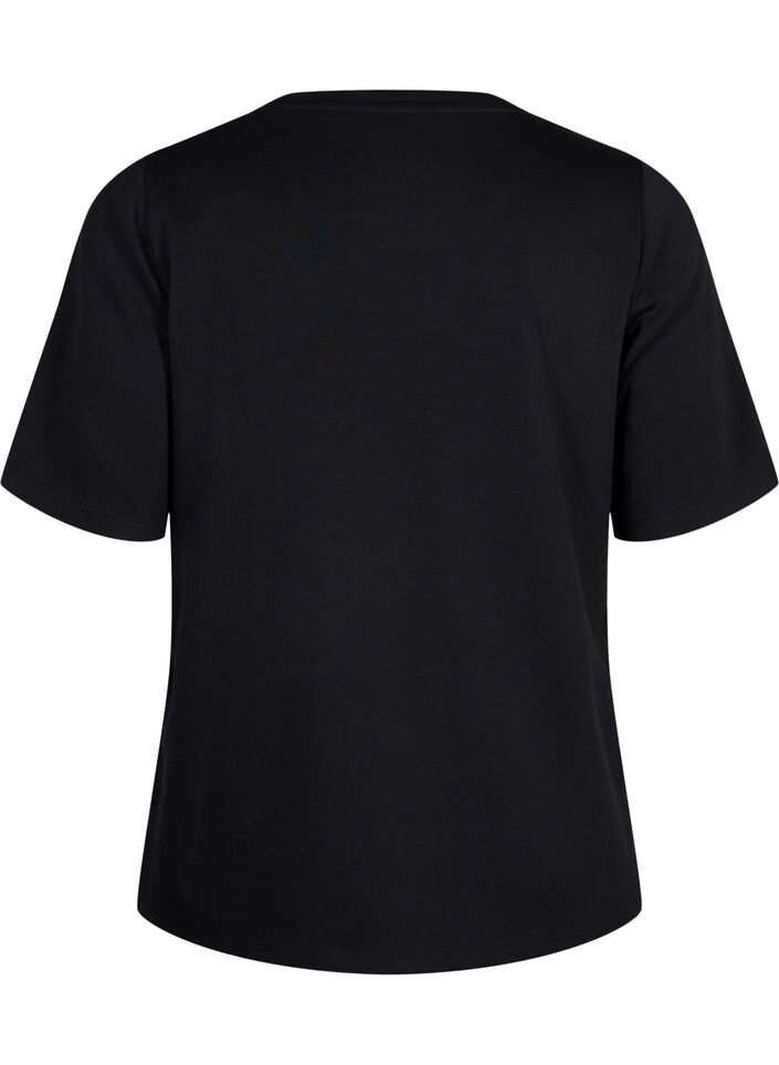T-Shirt aus Modalgemisch, Schwarz, Packshot image number 1