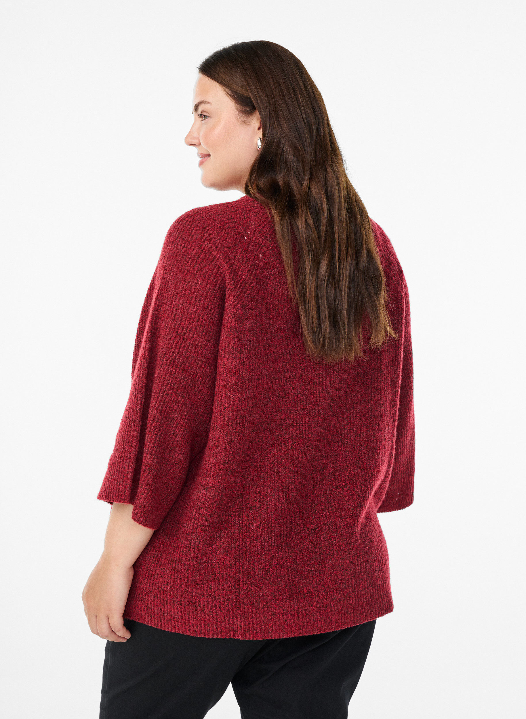 ZizziRipppullover mit 3/4-&Auml;rmeln, Rot, Model image number 2