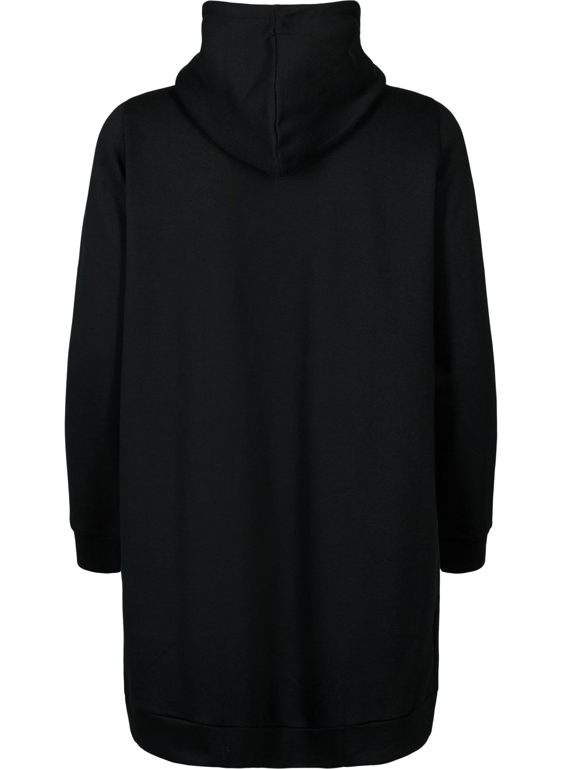 ZizziSportliches Sweatshirtkleid mit Kapuze, Black/Grey, Packshot image number 1