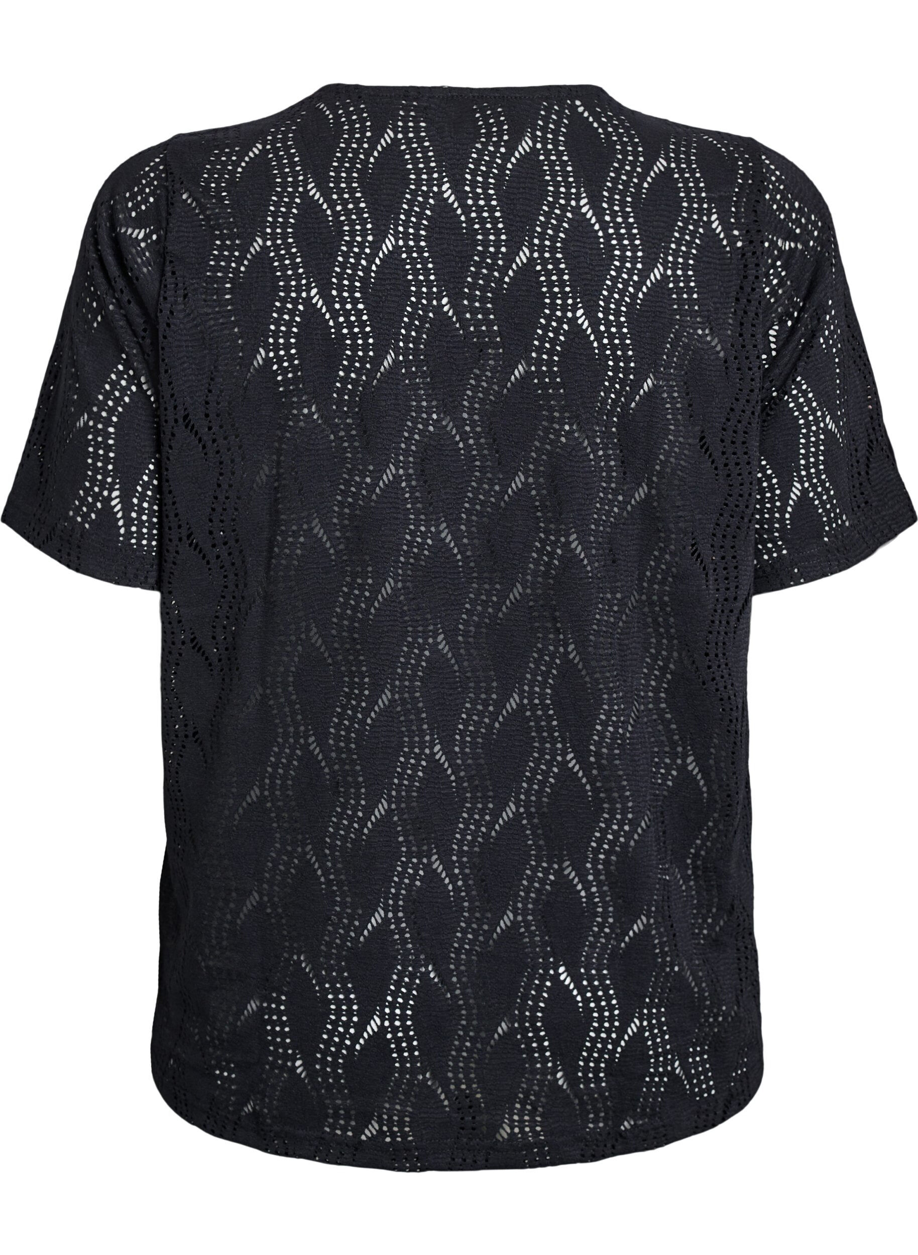 ZizziFLASH - Jersey-Shirt mit Lochmuster, Schwarz, Packshot image number 1