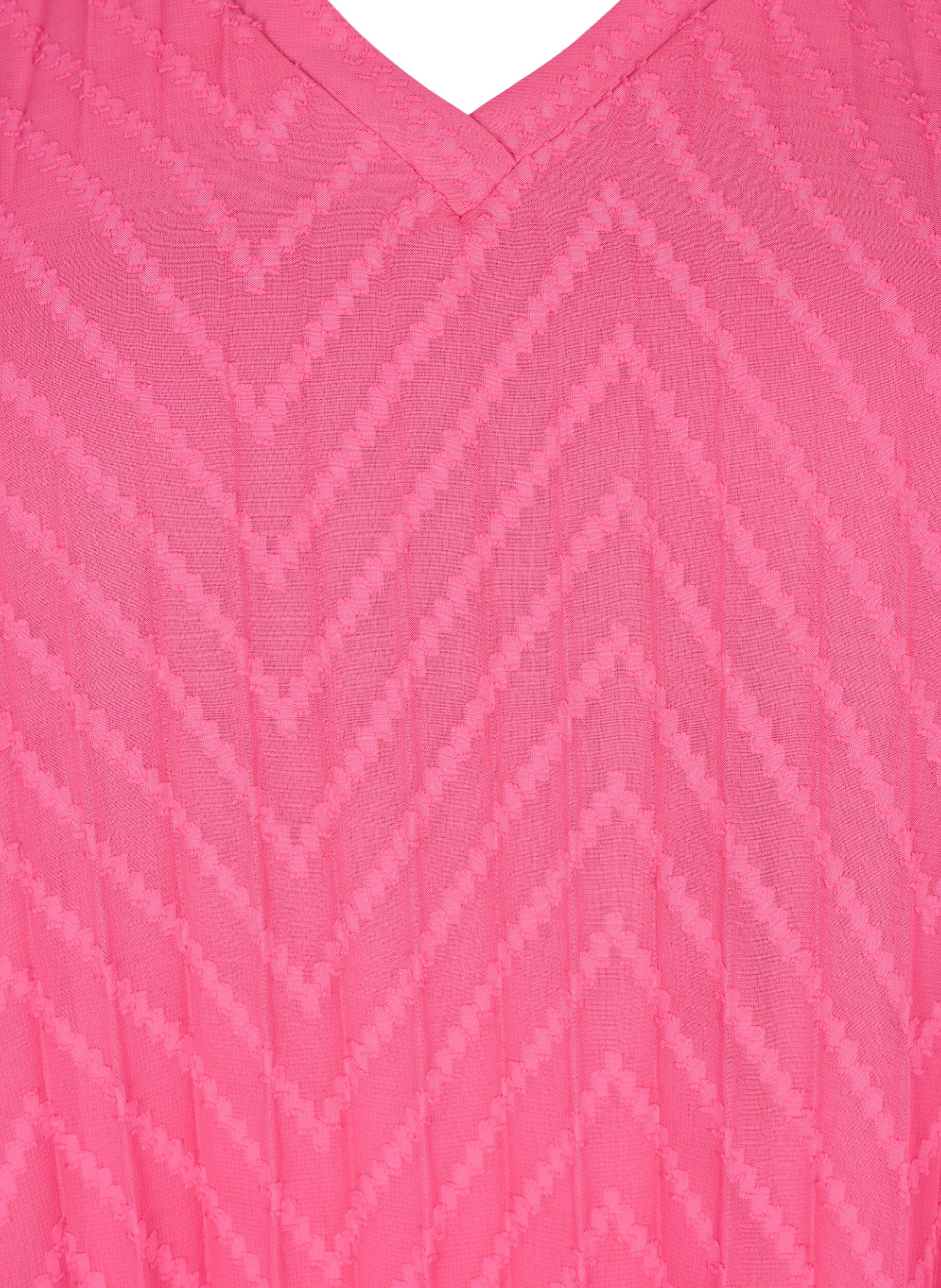 ZizziKurz&auml;rmeliges Kleid mit Struktur , Shocking Pink, Packshot image number 2