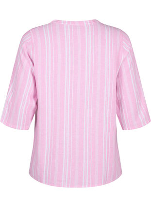 Gestreifte Bluse aus einer Leinen-Viskose-Mischung, Rosebloom Wh.Stripe, Packshot image number 1