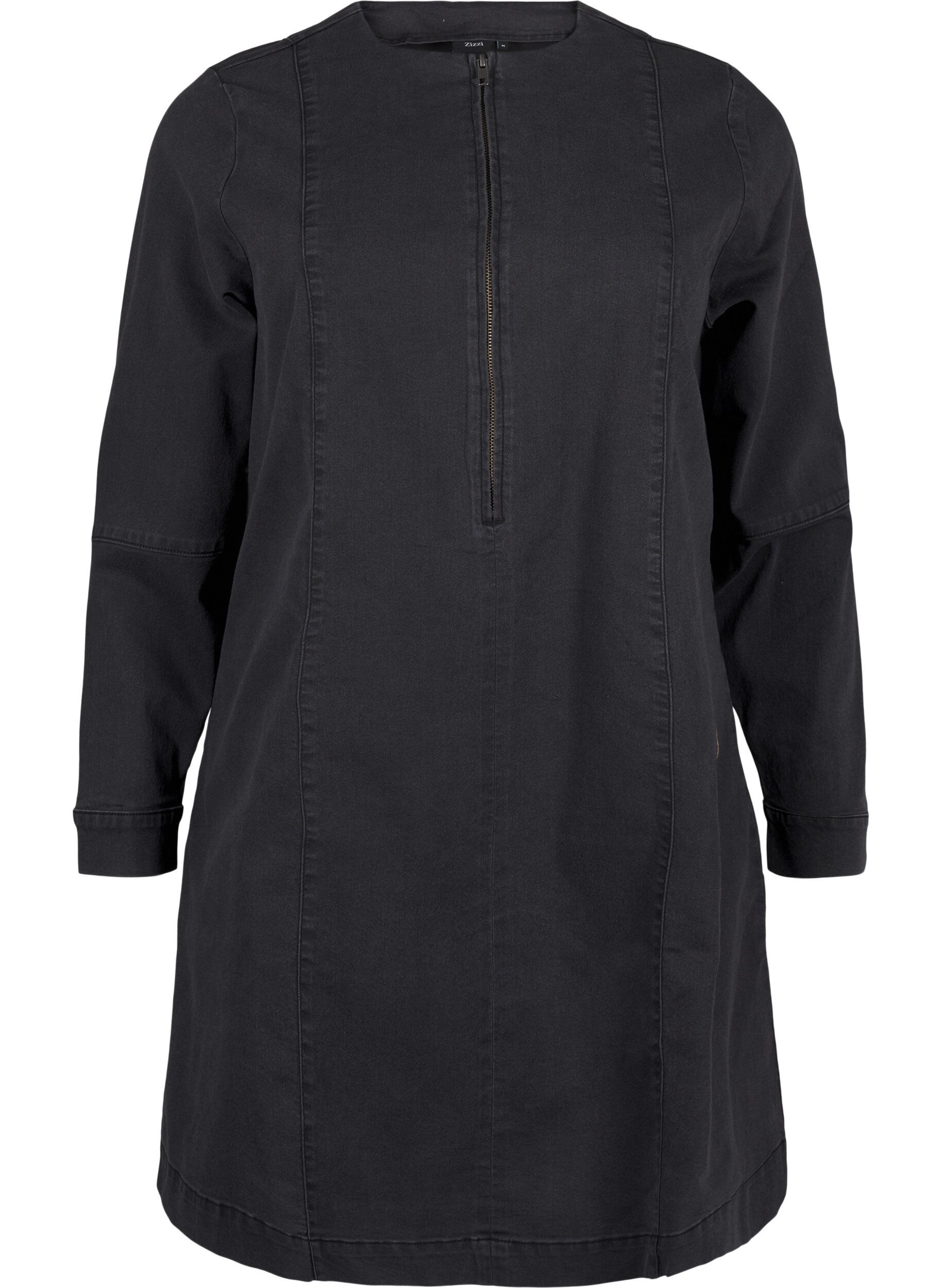 ZizziJeanskleid mit A-Linie mit Rei&szlig;verschluss, Grey Washed, Packshot image number 0