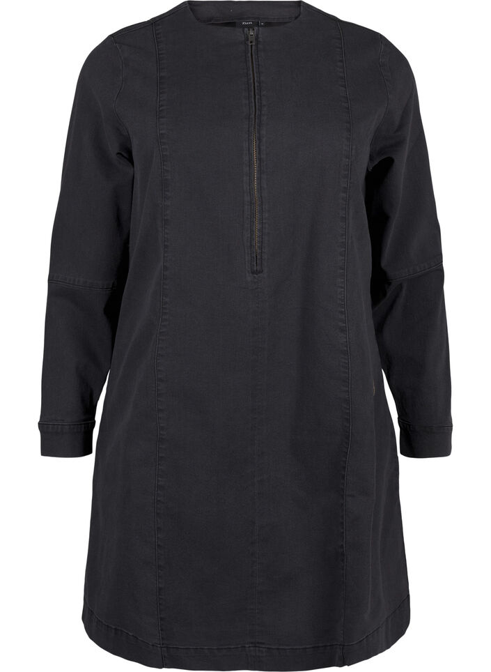 Jeanskleid mit A-Linie mit Reißverschluss, Grey Washed, Packshot image number 0
