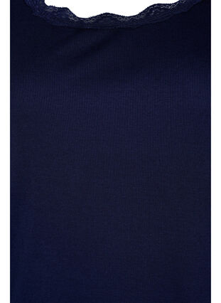 Kurzarm Nachthemd mit Spitzenbesatz, Peacoat, Packshot image number 2