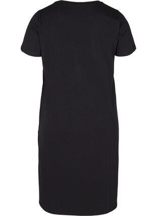 Kurzarm Kleid aus Baumwolle mit Schlitz, Black, Packshot image number 1