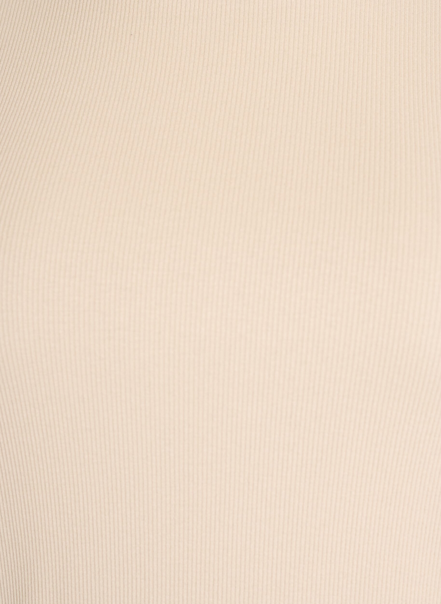 ZizziGeripptes Basic-T-Shirt mit Rundhalsausschnitt, Beige, Packshot image number 2