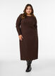 Midi-Kleid mit welliger Struktur und langen &Auml;rmeln, Braun, Model image number 0