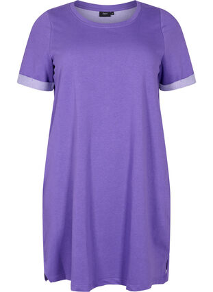 Sweatshirtkleid mit kurzen Ärmeln und Schlitzen, Ultra Violet, Packshot image number 0