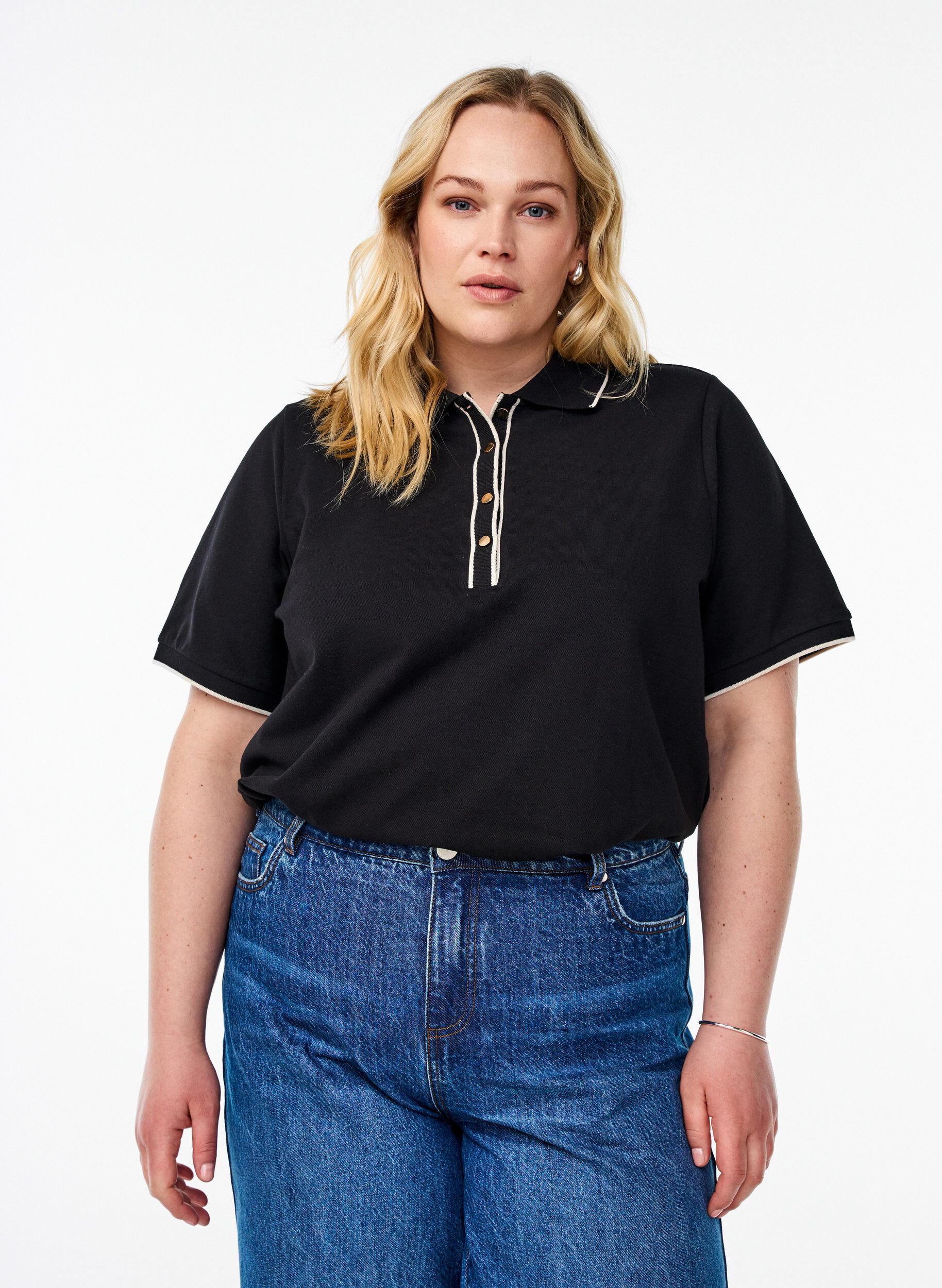 ZizziPoloshirt mit kurzen &Auml;rmeln, Schwarz, Model image number 0