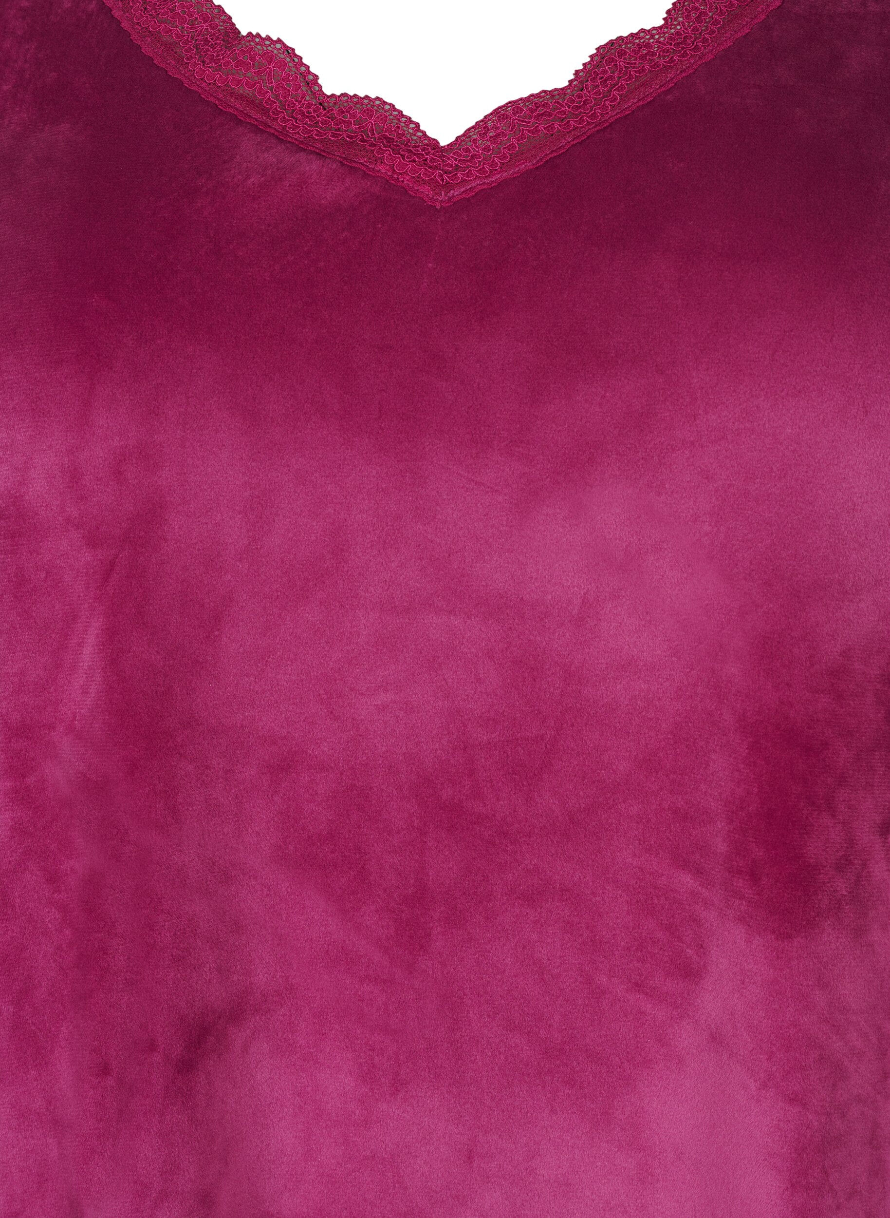 ZizziVeloursbluse mit V-Ausschnitt, Boysenberry, Packshot image number 2