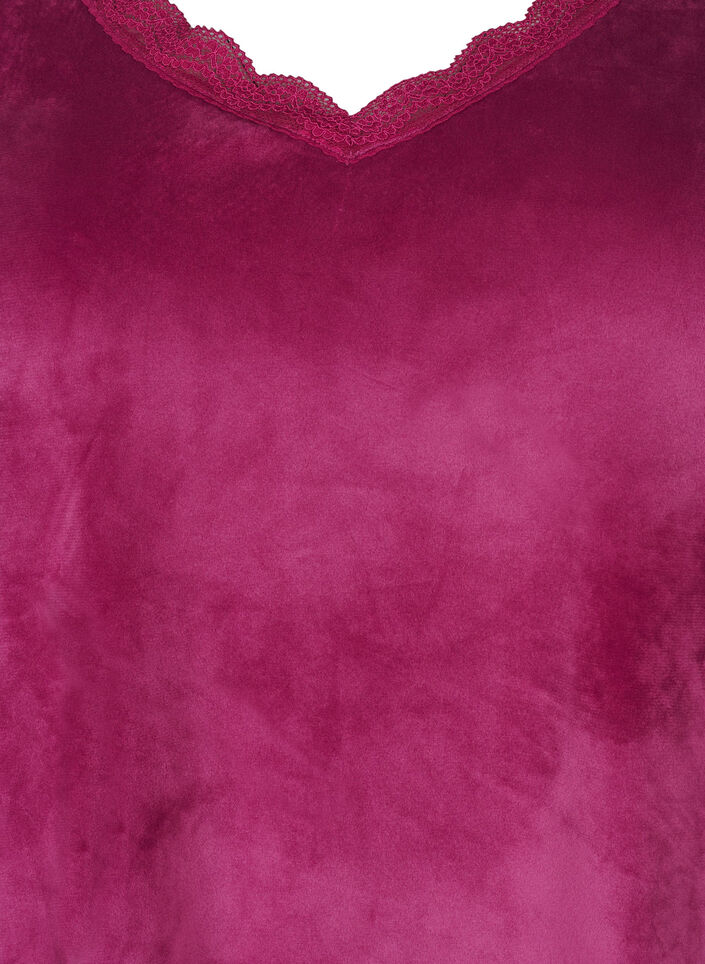 Veloursbluse mit V-Ausschnitt, Boysenberry, Packshot image number 2