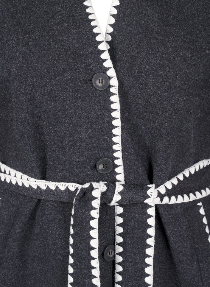 Mantel mit kontrastfarbenen Rändern, Dark Grey Melange, Packshot image number 2