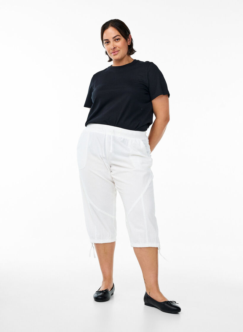 Capri-Hose aus Baumwolle, Wei&szlig;, Model image number 0