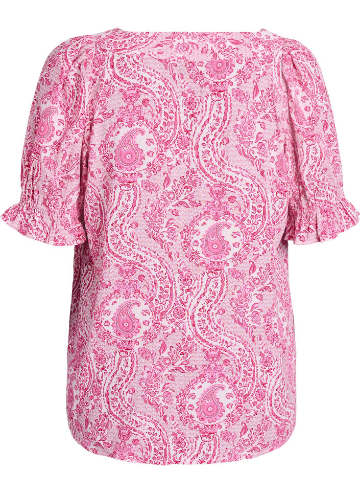Viskose-Bluse mit Paisley-Print und eckigem Ausschnitt, Pink, Packshot image number 1