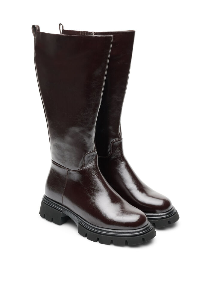 Langschaftstiefel mit leichter Crackle-Optik, Braun, Packshot