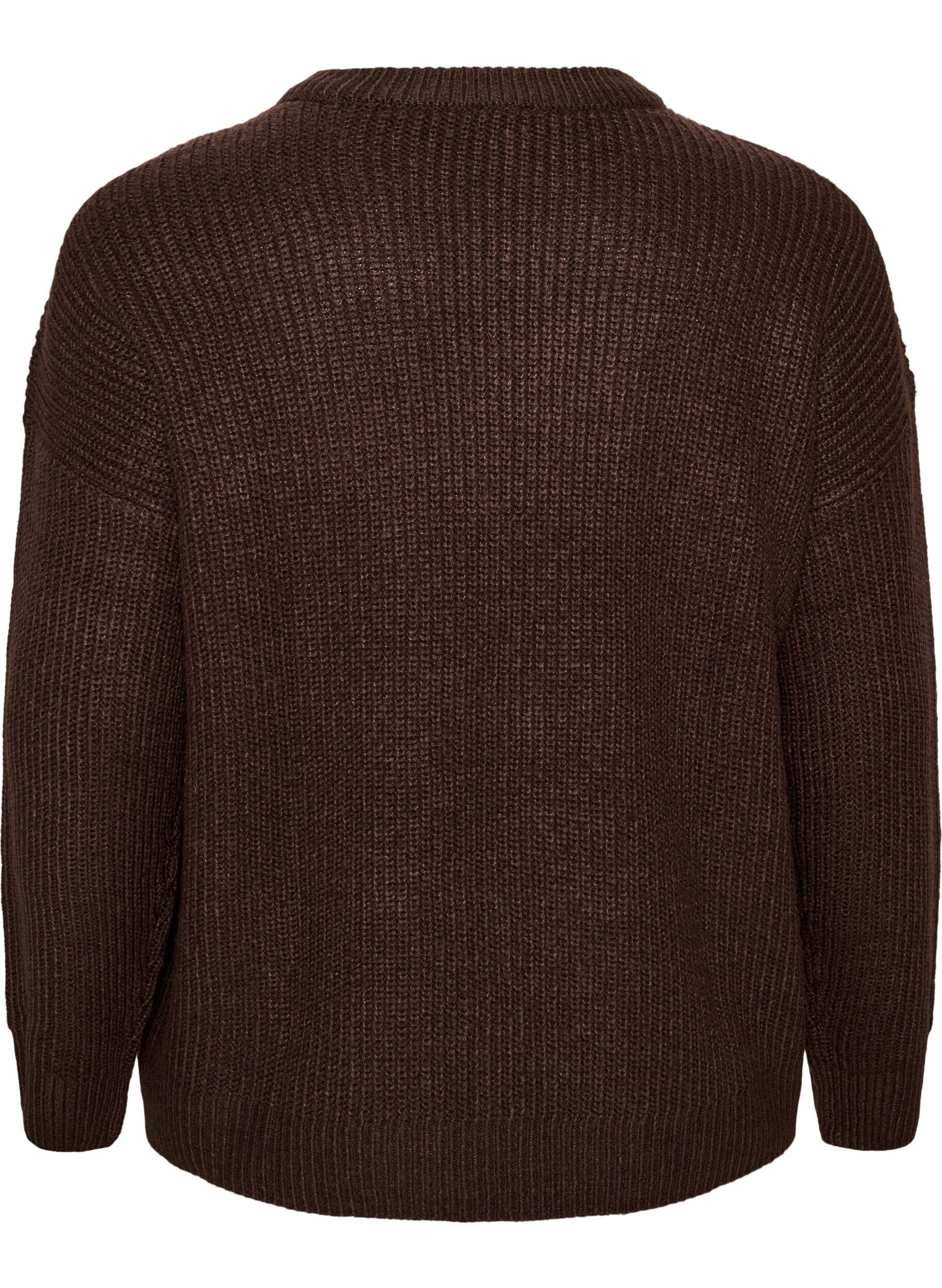 ZizziStrickjacke mit Rei&szlig;verschluss, Braun, Packshot image number 1