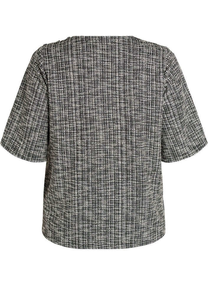 Bluse aus Webstoff mit Knopfdetail, Vanille, Packshot image number 1