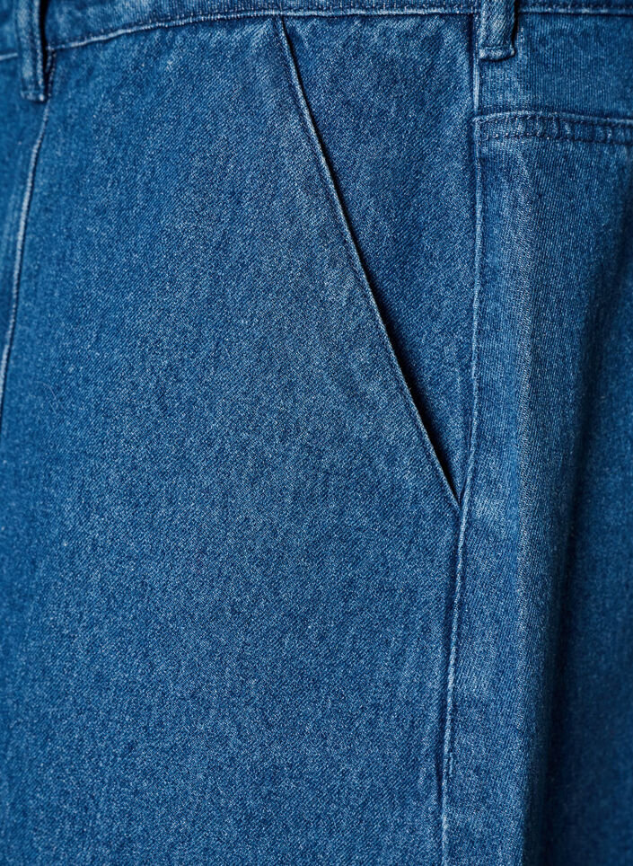 A-Linien-Jeansrock mit gewellter Knopfleiste, Blau, Packshot image number 3